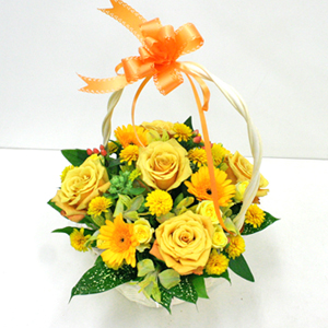 賀寿 「米寿」のお祝い 黄色のお花メインのフラワーアレンジメント 5,250円